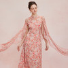 QF888斯尔丽2025新款法式浪漫轻奢印花改良旗袍薄纱多样穿搭披肩连衣裙 商品缩略图0
