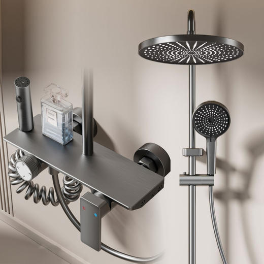 5924  四档花洒套装 水镀枪灰 商品图0