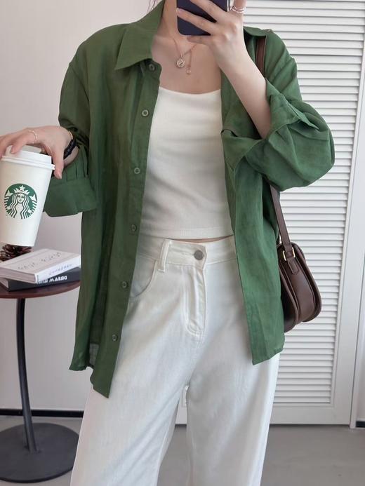 3-5天发货 无苎麻不夏天 松绿色苎麻衬衫遮肉显瘦！ 上身轻松惬意，秒变“纸片人” 商品图3