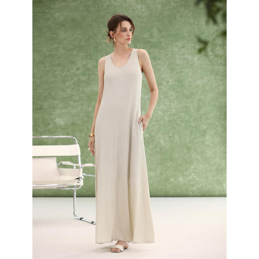 COCOBELLA垂顺银葱针织连衣裙夏无袖背心式知性长裙FR3197-2 商品图2