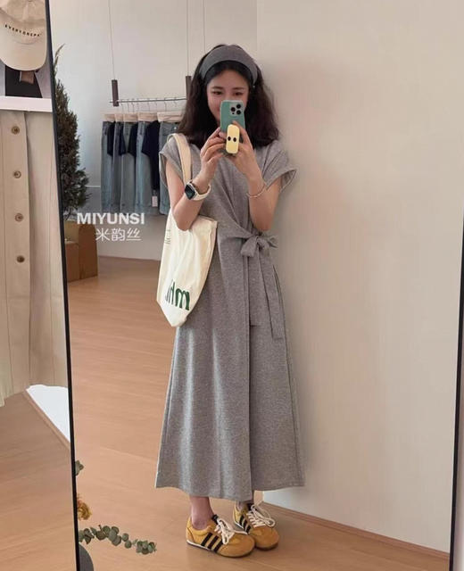 老米优品🎈 3-5天！ 博主风，设计款！《简约法式腰部系带设计连衣裙 》懒人zui爱！轻柔，弹力，人棉，夏日清爽感get~ ~~Q250507A 下架 商品图5