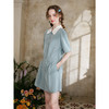 两三事 雾蓝芳痕 2025夏季新款复古绣花拼色翻领连体裤女宽松 商品缩略图2