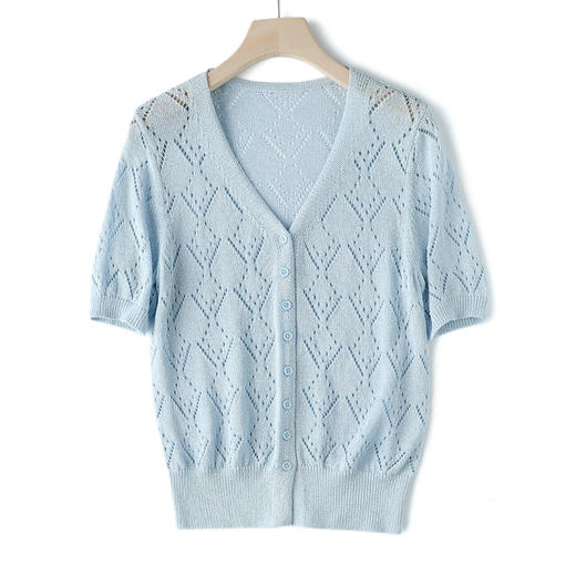 【和纸纱镂空小开衫】质地轻盈，光泽柔和，上身舒爽透气不闷热JZ2521-CC 商品图5