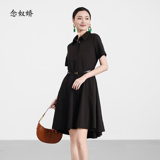 【商场同款】CND5584 “ 衬衫式小黑裙” 显瘦版型舒适干爽 ，面料轻盈有质感连衣裙 商品图2