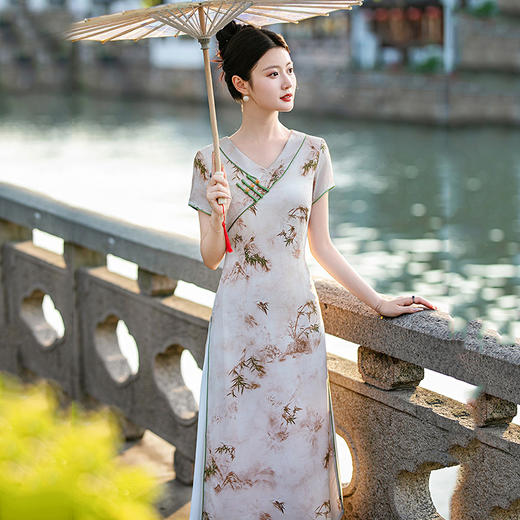 显瘦低领妈妈装，传统改良旗袍ZQ60039 商品图2