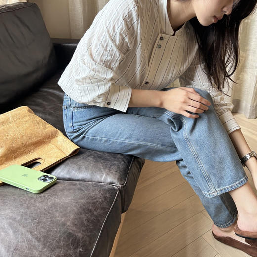 「K」洛诗琳04715设计感竖条纹衬衫2025夏季国风改良真丝上衣2763 商品图4