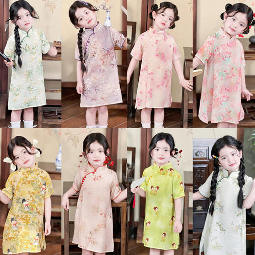【39元/件】儿童天丝旗袍裙女童夏季古风旗袍裙子 商品图0