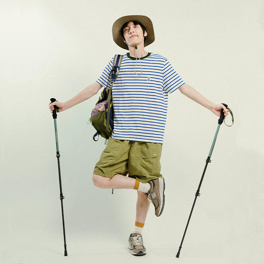 【出游季特惠】ACMEITEM爱棵米户外情侣条纹针织短袖棉感合体圆领体恤上衣男女GAG3440255C 商品图2