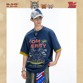 【猫和老鼠联名】 BJHG不计后果美式短袖t恤男夏复古纯棉情侣半袖