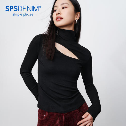 simplepieces秋季新品T恤女SPS莫代尔镂空设计上衣 商品图0