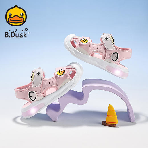 B.Duck小黄鸭童鞋夏季男女童凉鞋包头亮灯鞋22-30 B2686847 商品图3