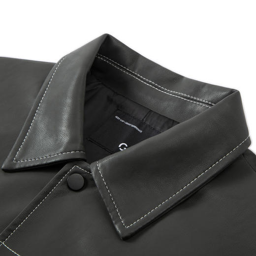 GXG男装 明线设计pu皮夹克男撞色拼接外套宽松潮流夹克 春秋热卖夹克 商品图2