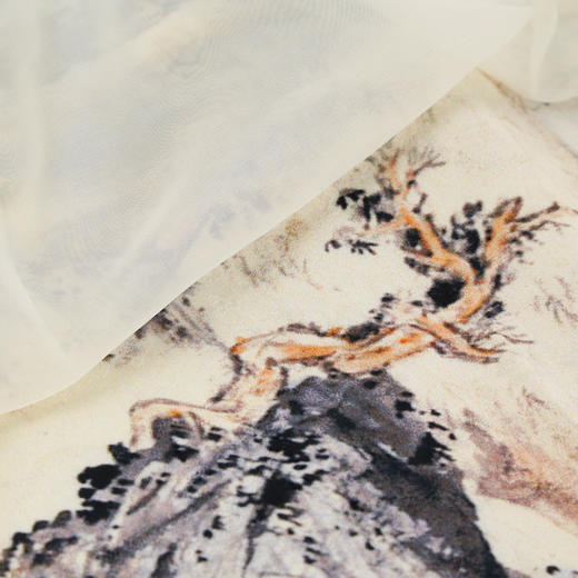 QF8G6斯尔丽2025新款改良旗袍拼接薄透朦胧水墨画流苏旗开得胜连衣裙 商品图8