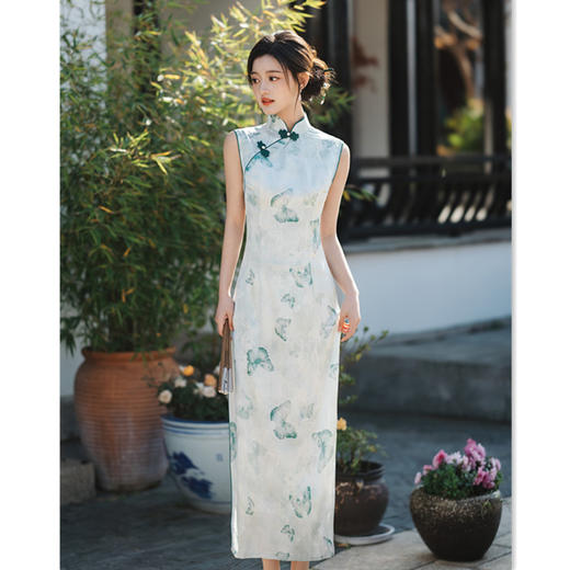 GX复古国风长款无袖新中式少女款旗袍2025春夏新款日常可穿女装旗袍 商品图3