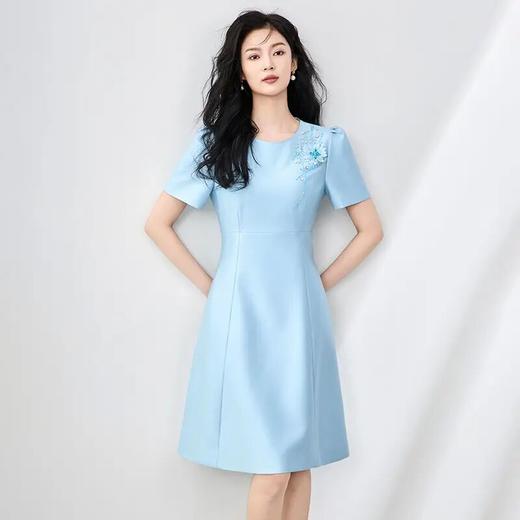 「高货wl」全新升级【铂金会员349/天猫469/差价120】(01621)洛诗琳轻奢气质立体镶钻花连衣裙2025夏季洋气优雅轻礼服裙01621 商品图1