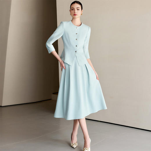 IWY/气质蓝色职业西装套裙女夏季新品高级感上镜两件套正装WCS130 商品图1