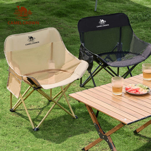 骆驼户外网布月亮椅野外野营露营椅钓鱼写生野餐折叠椅装备桌椅 174BL03686 商品图0
