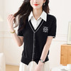 CC-66-2521假两件短袖t恤女夏季时髦洋气衬衫领拼接上衣气质轻奢小衫 商品缩略图0
