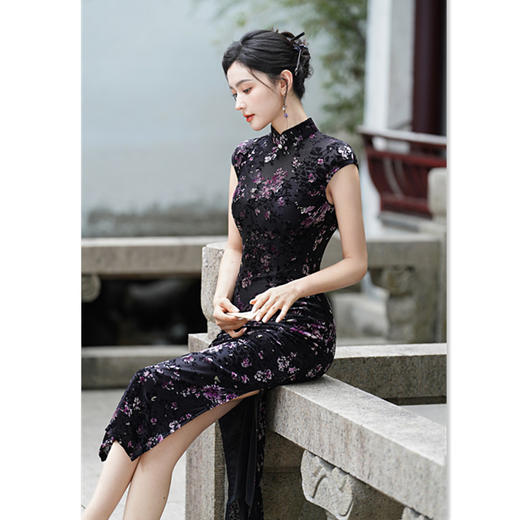 GX老上海复古国风长款连袖旗袍2025春夏新款小个子中式旗袍裙 商品图2