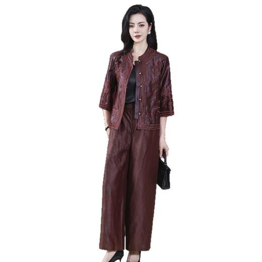 KQ-221903+221910香云纱老料重磅桑蚕丝松紧腰宽松显瘦气质女士阔腿裤时尚两件套装 商品图4