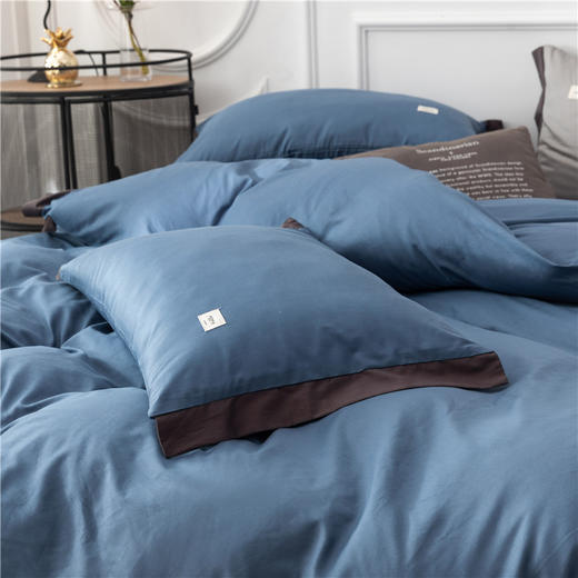 悠梦嘉居简爱纯色四件套北欧简约风纯色拼角大气200*230四季通用YJ-1010 商品图2