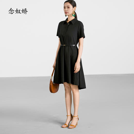 【商场同款】CND5584 “ 衬衫式小黑裙” 显瘦版型舒适干爽 ，面料轻盈有质感连衣裙 商品图0