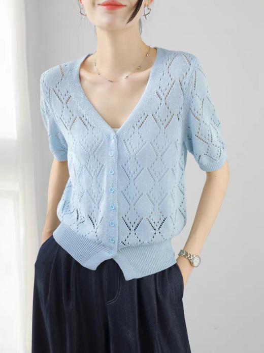 【和纸纱镂空小开衫】质地轻盈，光泽柔和，上身舒爽透气不闷热JZ2521-CC 商品图2