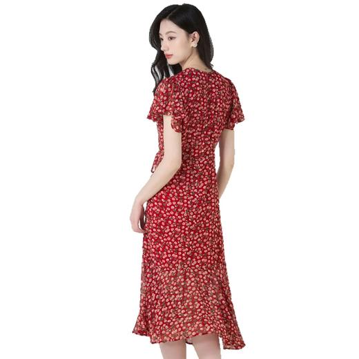 「高货sh」全新升级【铂金会员266/天猫359/差价93】(01859)洛诗琳夏季新款法式清新抽褶鱼尾碎花V领显瘦中长款连衣裙01859 商品图4