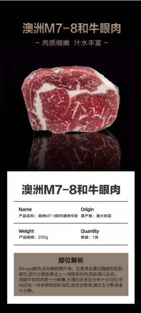 澳洲M7-8和牛眼肉牛排（250g*2）
