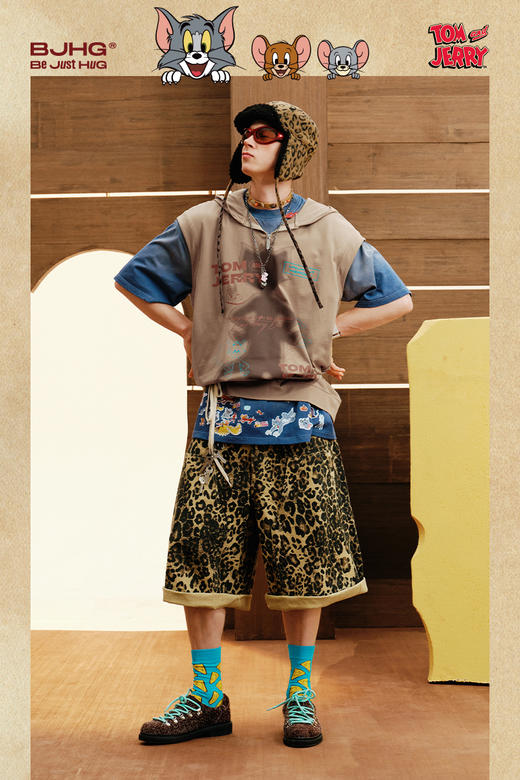 【张星特同款】猫和老鼠联名  BJHG不计后果连帽背心男款夏季纯棉坎肩无袖t恤 商品图4