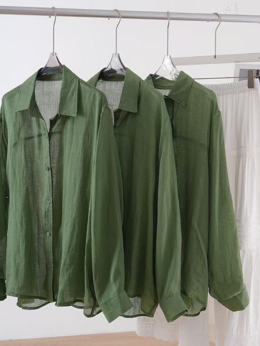 3-5天发货 无苎麻不夏天 松绿色苎麻衬衫遮肉显瘦！ 上身轻松惬意，秒变“纸片人” 商品图1