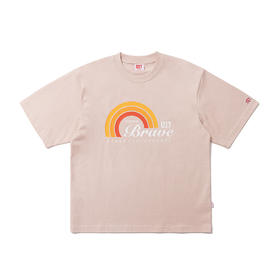 U17 旭日文字图案印花T恤 粉色