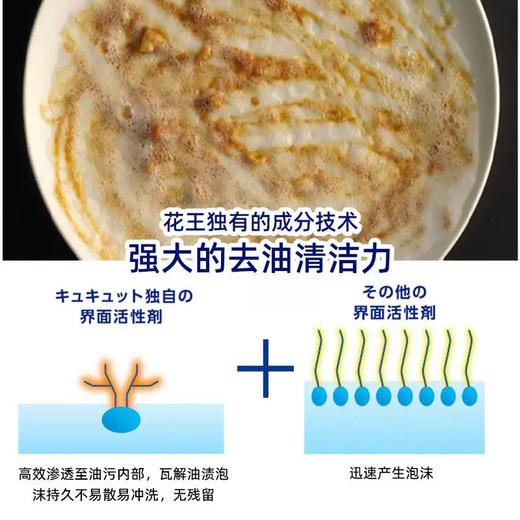 新升级！增量版花王按压式洗洁精480ml 浓缩护手厨房餐具碗去油污除菌洗涤剂 商品图5