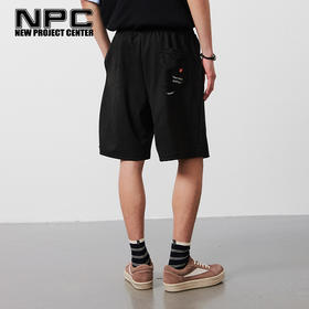 NPC潮牌口袋撞色刺绣小标垂感休闲短裤男宽松松紧腰透气NP54SR25