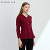 VIVIAN LIU R2447317 25春新款V领木耳边下摆A字版型长袖针织上衣 商品缩略图0