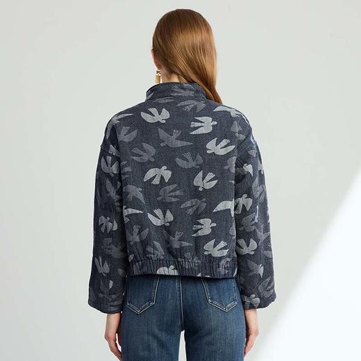 VIVIAN LIU R2453107 2025春女装立领拉链短款下摆松紧牛仔外套 商品图1