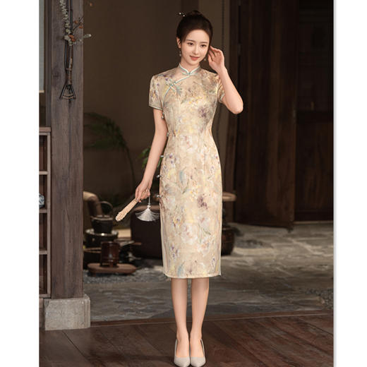 GX春夏新款复古中国风大码小个子旗袍裙 商品图3