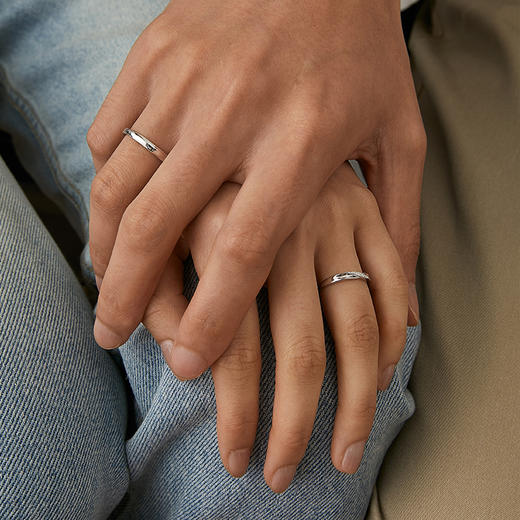 KADER卡蒂罗 熠熠浪漫情侣对戒 s925银 一对情侣款小众设计对戒高级感开口刻字 商品图4