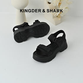 经典鲨2025夏季新品时尚百搭厚底魔术贴显高通勤休闲凉鞋女KW327-529011