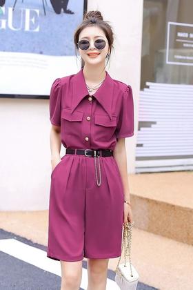 amadella 火龙果色工装衬衣短裤套装 18295