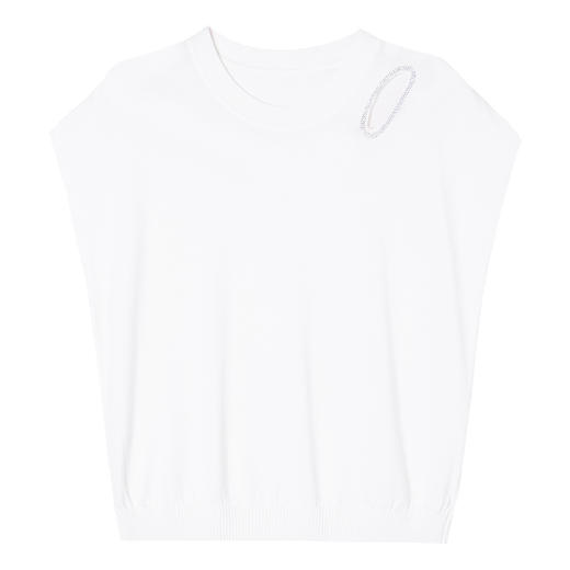 CC-LL-1648冰丝短袖t恤女士2025新款夏季洋气破洞宽松遮肚子显瘦上衣针织衫 商品图4