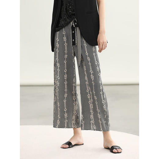 COCOBELLA定位印花轻薄休闲裤女夏趣味通勤宽松九分裤PA0036 商品图1