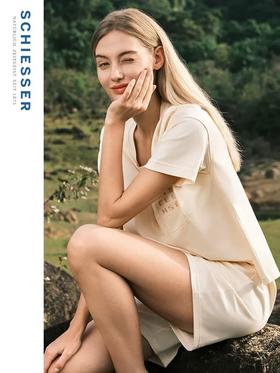 【透气棉带胸垫】SCHIESSER德国舒雅女士春夏纯棉软糯亲肤透气带胸垫家居服套装E1-22962H