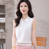 CC-101-31801纯色修身无袖针织背心女2025新款夏季薄款减龄翻领冰丝上衣T恤女 商品缩略图2