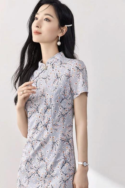 OUNIXUE/欧昵雪 气质温柔立领改良式旗袍连衣裙 18444 商品图1