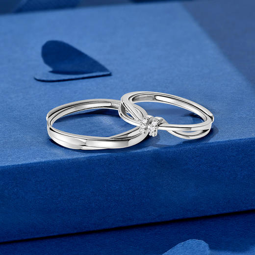 KADER卡蒂罗 爱意交织情侣对戒 S925银 开口可调节戒指 一对 男女同款情侣款 （女戒不支持刻字） 商品图7