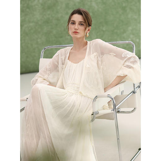 COCOBELLA重工压褶可调节流苏连衣裙度假风仙女吊带裙FR3222 商品图4