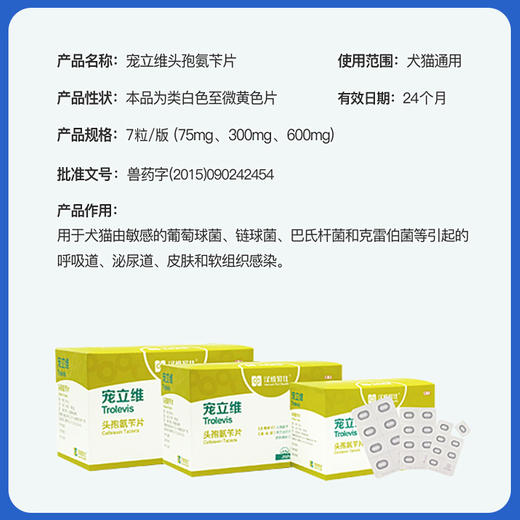 汉维宠仕宠立维宠物鼻支感冒宠物头孢氨芐片消炎药 商品图2