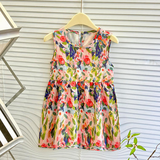 【29.9/任选2件起女童夏季薄款连衣裙】儿童泡泡棉宽松无袖背心裙宝宝碎花休闲长裙子 商品图3