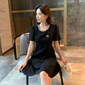 奢姿大码女装2025夏季时尚圆领短袖连衣裙胖妹妹气质减龄显瘦裙子9952821931